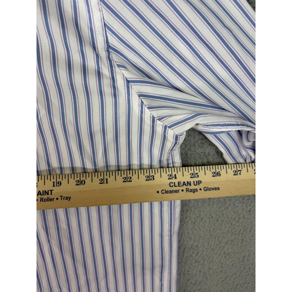 Pronto Uomo Shirt Mens XL White Blue Stripe Slim Fit Stretch Long Sleeve Men New - Picture 6 of 11